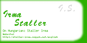 irma staller business card